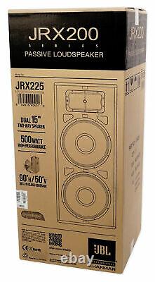 (2) Jbl Pro Jrx225 2000 Watt Dual 15 Dj Pa Speakers+power Amplificateur+cables