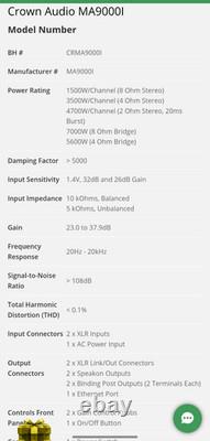 AMPLIFICATEUR DE PUISSANCE CROWN MACRO-TECH 9000i PRO
