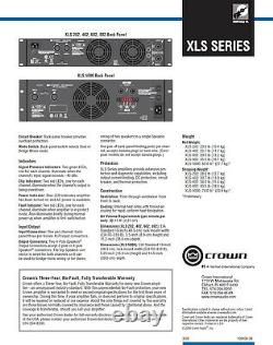 Amplificateur De Puissance Crown Xls 602 2 Canaux Pro Xls602 370w /ch @ 8 Ohms