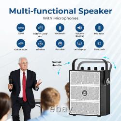 Amplificateur de Voix Puissant 100W avec 2 Microphones Sans Fil, Grand Son Professionnel Portable