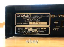 Amplificateur de puissance 2 canaux Crown D-75 120V Pro Audio Studio Amp Hi-Fi Audiophile