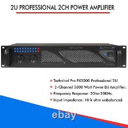 Amplificateur de puissance DJ professionnel Technical Pro Professional de 3000 Watts 2U 2 canaux avec Du