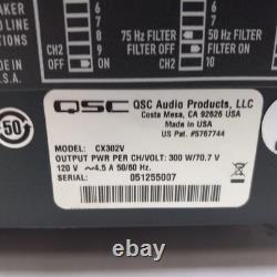 Amplificateur de puissance audio professionnel QSC CX302V 2 canaux avec sortie directe XLR 300W 70V