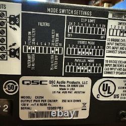 Amplificateur de puissance professionnel QSC CX-254 4 canaux 170/250/450 WPC 340/500/900 Bridge