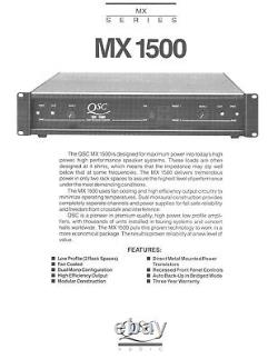 Amplificateur de puissance professionnel QSC MX 1500 double mono ampli