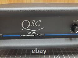 Amplificateur de puissance professionnel QSC MX700 pour enceintes de studio avec démonstration en fonctionnement.