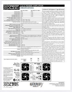 Amplificateur de puissance professionnel à 2 canaux Crest Audio CA12