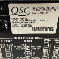 Amplificateur de puissance professionnel rackable à deux canaux QSC RMX 850 Pro Audio