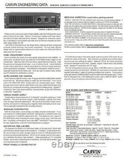 Carvin DCM 2000 Amplificateur De Puissance Professionnel À 2 Canaux 200w #2089