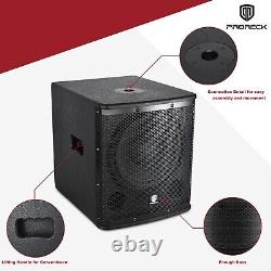 Haut-parleur subwoofer amplifié PRORECK SP-12X de 12 pouces pour PA DJ avec une puissance de 1000W et amplificateur de classe D