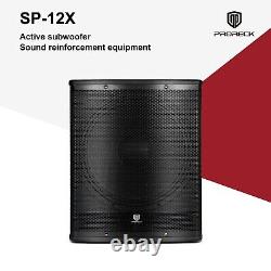 Haut-parleur subwoofer amplifié PRORECK SP-12X de 12 pouces pour PA DJ avec une puissance de 1000W et amplificateur de classe D