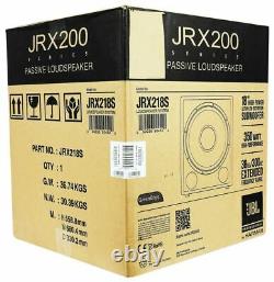 Jbl Pro Jrx218s 1400w 18 Dj Pa Subwoofer Sub+2-channel Amplificateur De Puissance+cable