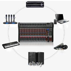 Nouveau 16 Channel Pro Bluetooth Live Studio Mixeur Audio Mélangeur De Puissance Amplificateur USA