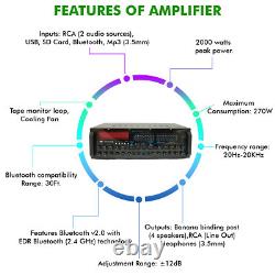 Nouveau mélangeur et amplificateur DJ Karaoke Technique Pro 2000 Watts avec Bluetooth intégré