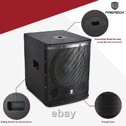 PRORECK SP-18X Caisson de basse actif alimenté PA DJ de 18 pouces 3000W avec amplificateur de classe D