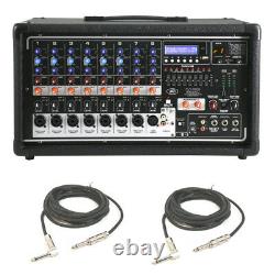 Peavey Pvi 8500 Pro Audio 8 Channel Powered 400w Mixer (2) 1/4 Câbles Haut-parleurs