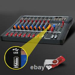 Pro Usb 8 Channel Powered Audio Mixer Power Mixing Dj Amplificateur Amp Us Expédition