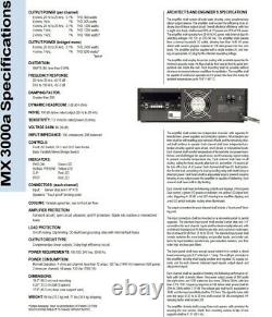 Rack Mount Qsc Mxa Series Mx3000a Amplificateur De Puissance Professionnel 2 Canaux 800withch