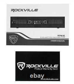 Rockville Rpa16 10 000 Watt 2 Amplificateur De Puissance De Canal Pro/dj Amp+speakon Câbles