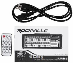 Rockville Rpm85 2400w Alimenté En 8 Canaux Amplificateur De Mixage Professionnel Usb, Égaliseur 5 Bandes, Effets