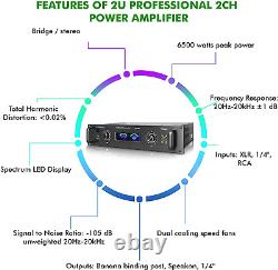 Système de sonorisation portable professionnel, amplificateur de puissance stéréo numérique à 2 canaux avec 6 entrées