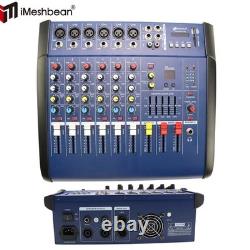 Table de mixage professionnelle 6 canaux 1000 W avec amplificateur de puissance et système audio Bluetooth Powertable