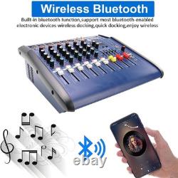 Table de mixage professionnelle 6 canaux 1000 W avec amplificateur de puissance et système audio Bluetooth Powertable