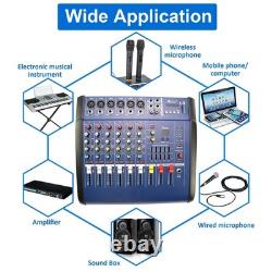 Table de mixage professionnelle 6 canaux 1000 W avec amplificateur de puissance et système audio Bluetooth Powertable