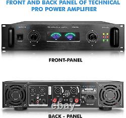 Translate this title in French: Système de sonorisation portable professionnel, amplificateur de puissance stéréo numérique à 2 canaux avec 6 entrées