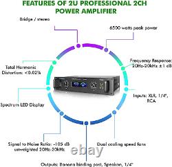 Translate this title in French: Système de sonorisation portable professionnel, amplificateur de puissance stéréo numérique à 2 canaux avec 6 entrées